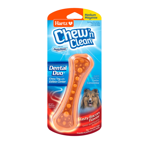 Hartz Chew 'n Clean Dog Toy Set with Bacon Flavor for Mild Chewers, 2 Pack