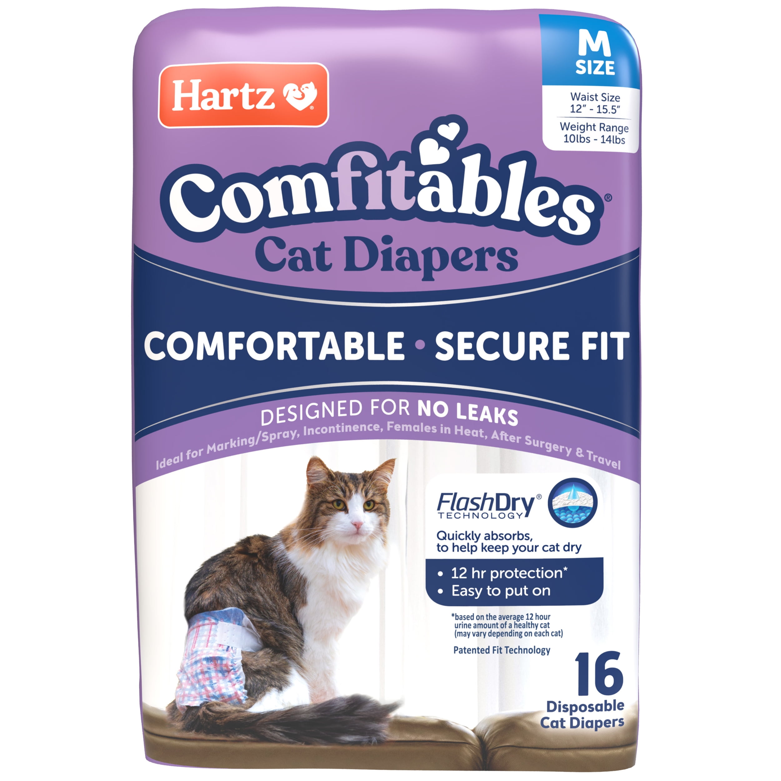 Hartz Comfitables Cat Diaper, Medium 16 Count