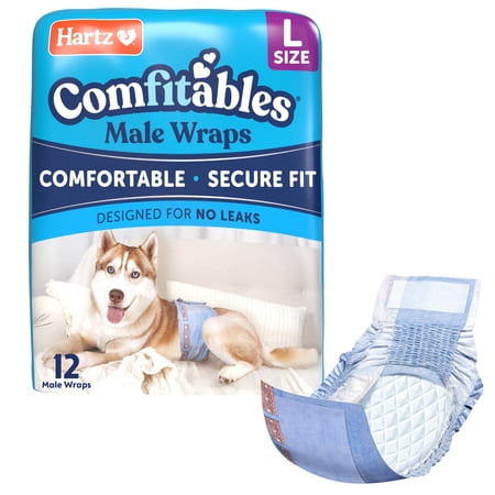 Hartz Comfitables Male Dog Wraps with Stretchy Waistband, Large 12 Count