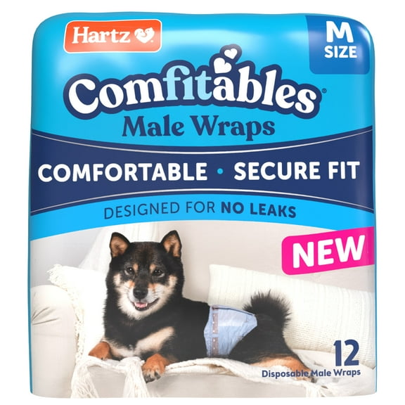 Hartz Comfitables Male Dog Wraps with Stretchy Waistband, Medium 12 Count