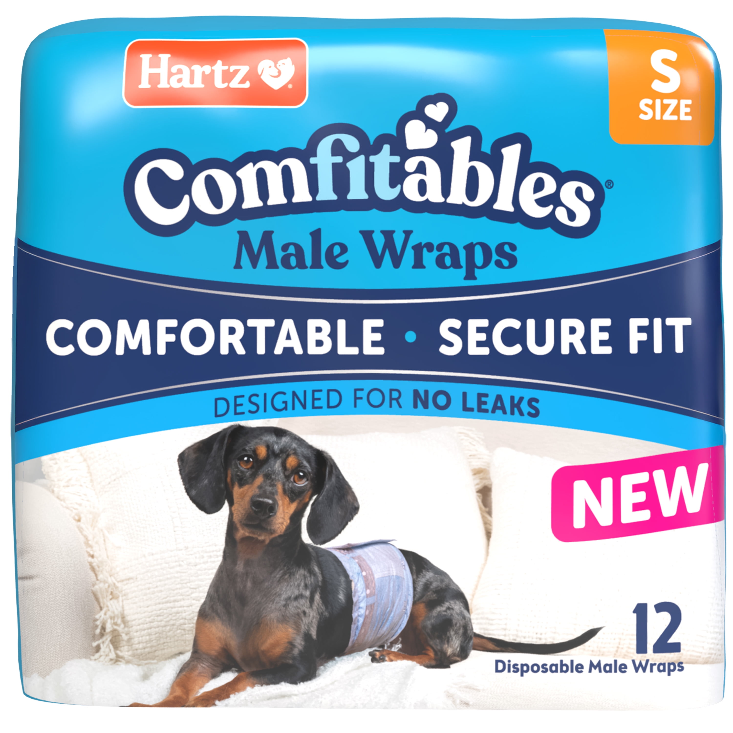 Hartz Comfitables Male Dog Wraps with Stretchy Waistband, Small 12 Count