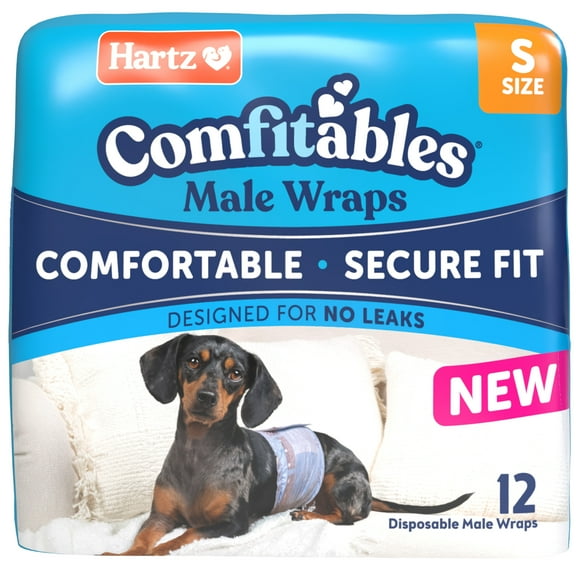 Hartz Comfitables Male Dog Wraps with Stretchy Waistband, Small 12 Count