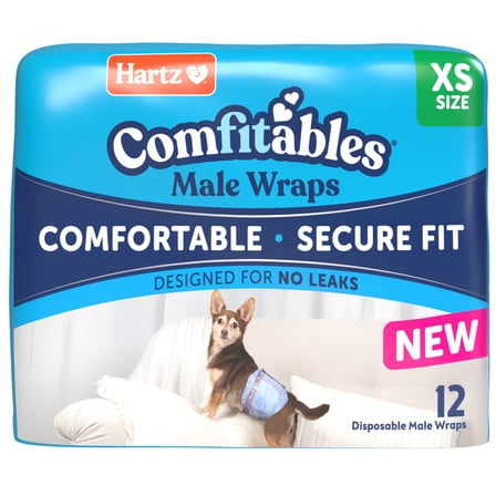 Hartz Comfitables Male Dog Wraps with Stretchy Waistband, XS 12 Count