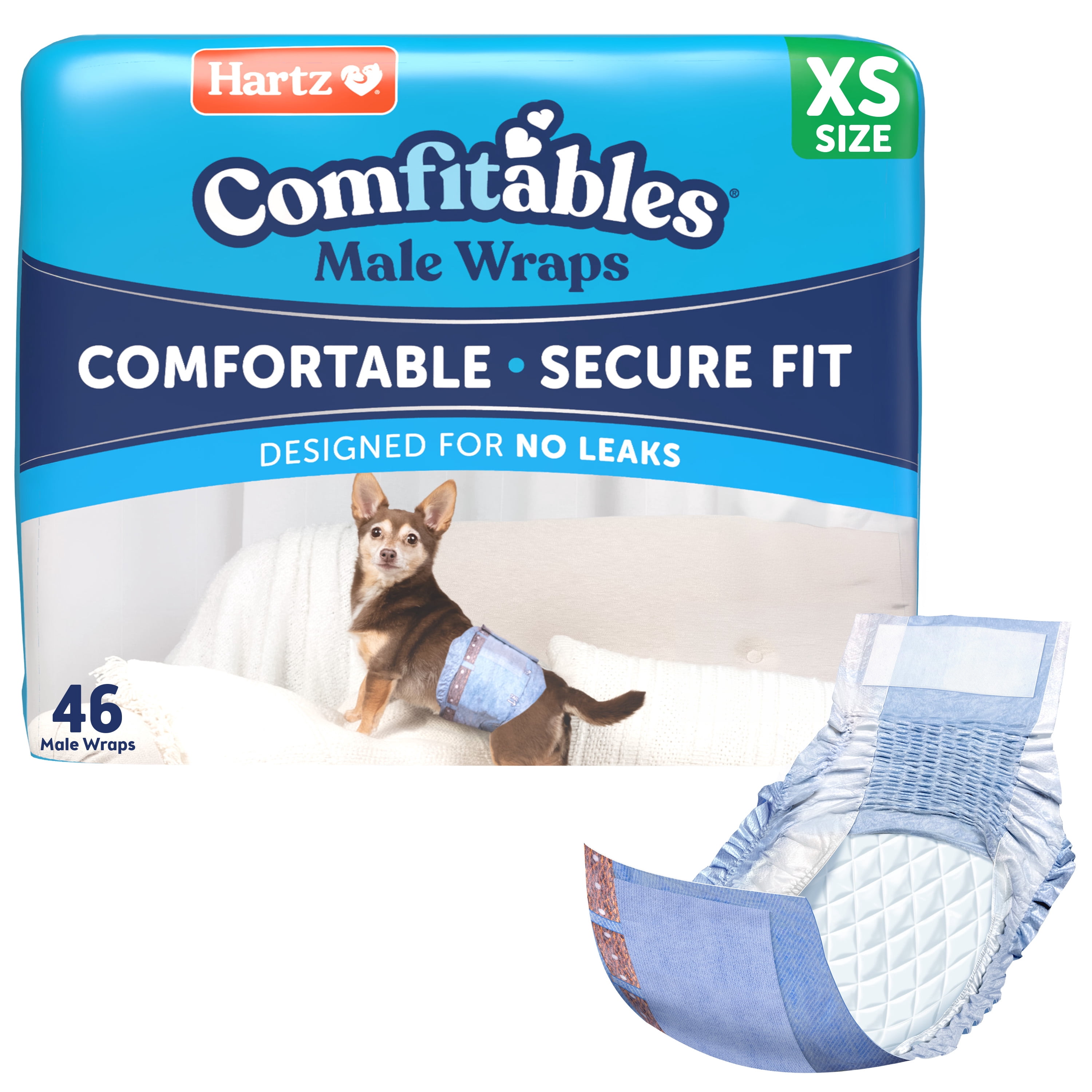 Hartz Comfitables Male Dog Wraps with Stretchy Waistband, XS 46 Count