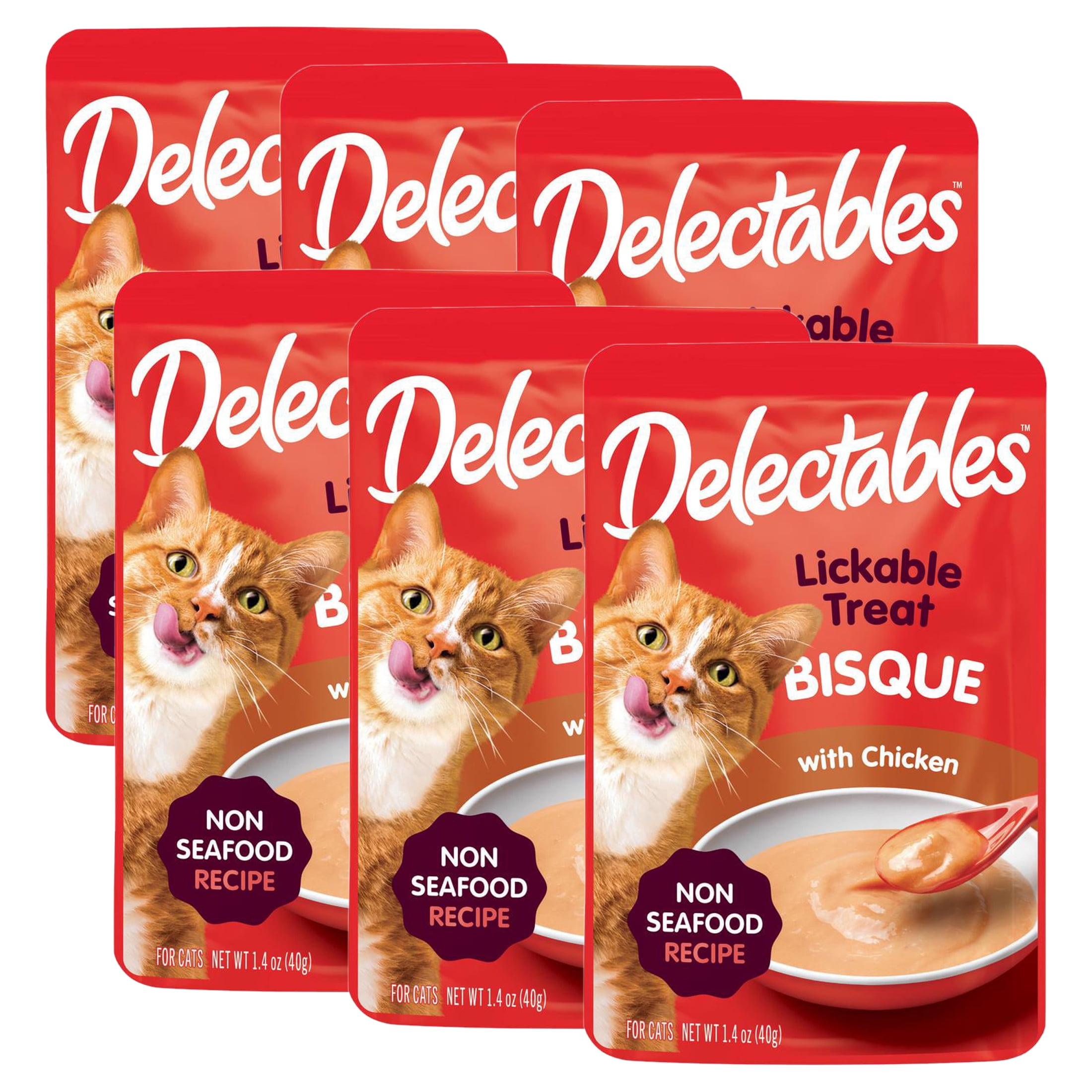 (6 pack) Hartz Delectables Bisque NonSeafood Lickable Wet Cat Treats