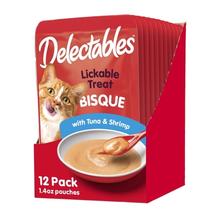 Hartz Delectables Bisque Tuna & Shrimp Flavor Wet Treat for Cats ,1.4oz Pouch (12 Pack)