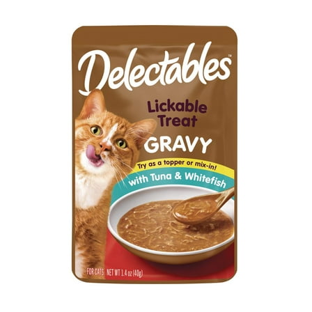 Hartz Delectables Gravy Lickable Wet Cat Treats, Tuna & Whitefish, 1.4 oz, Single