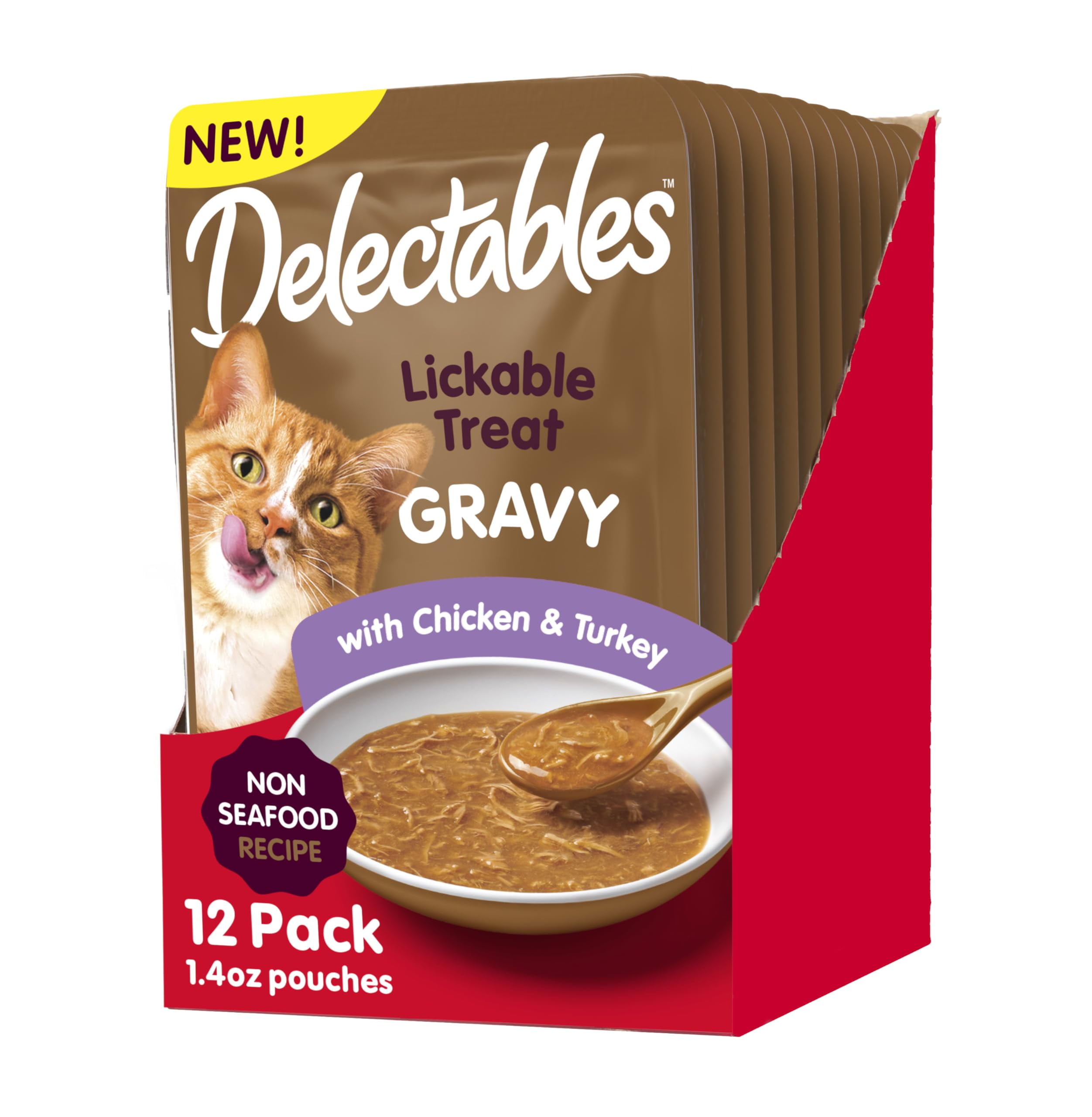 Hartz Delectables Gravy Non Seafood OIF8 Lickable Wet Cat Treat Food Topper Chicken Turkey 12 Pack 1.40 Ounce Pack of 12 Walmart