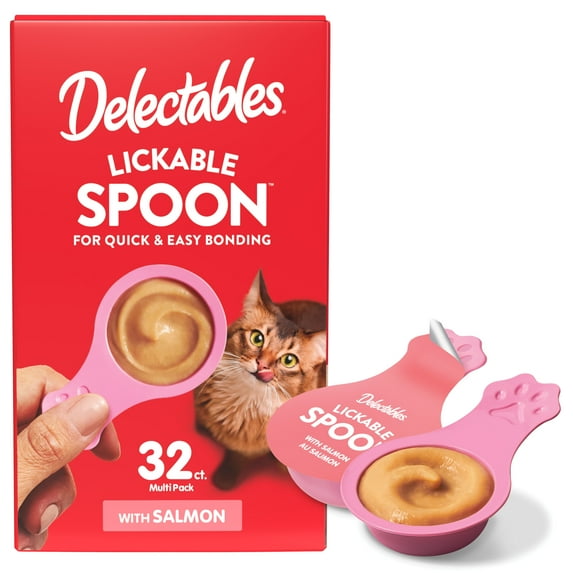 Hartz Delectables Lickable Spoon, Interactive Lickable Cat Treats for Quick & Easy Bonding, Salmon 32ct