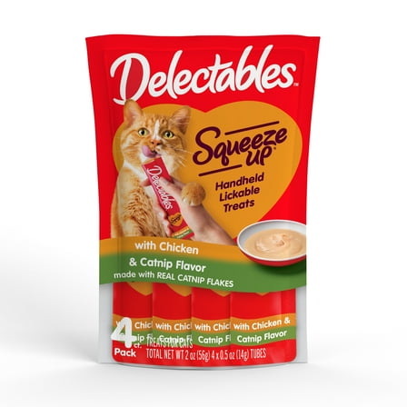 Hartz Delectables Squeeze Up Chicken with Catnip Flavored Lickable Cat Treat, 4ct