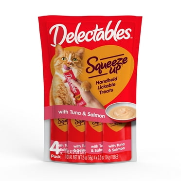 Hartz Delectables Squeeze Up Interactive Lickable Wet Cat Treats Tuna & Salmon, 0.5oz Tube (4 Count)