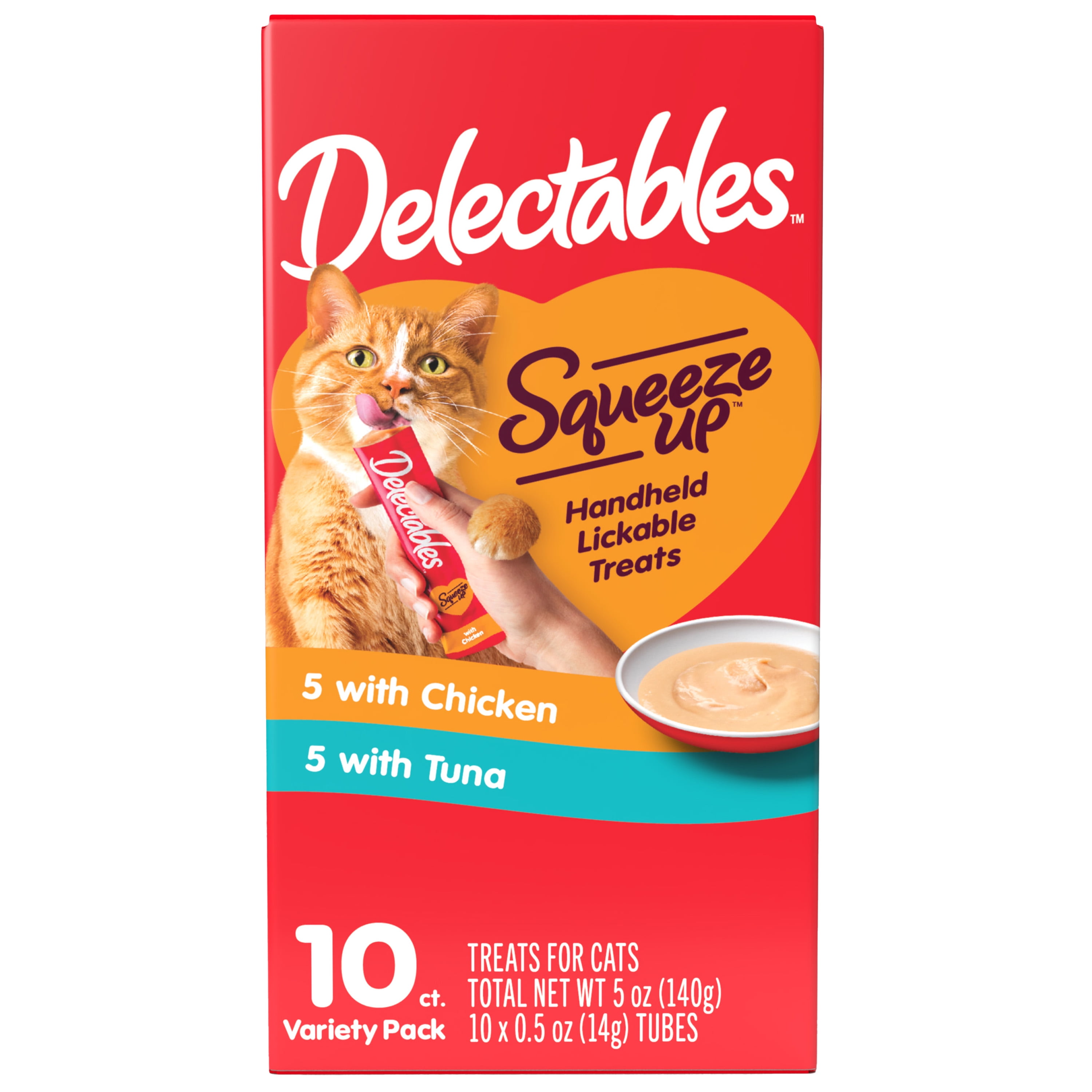 Delectables Squeeze Up Lickable Cat Treats, Chicken & Tuna Variety Pack, 10 Count