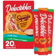Hartz Delectables Squeeze Up Variety Packs Interactive Lickable Wet Cat Treats, 20 Count
