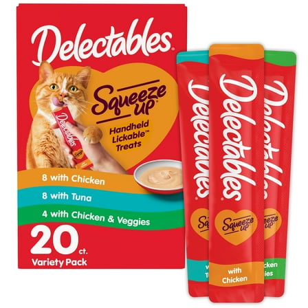 Hartz Delectables Squeeze Up Variety Packs Interactive Lickable Wet Cat Treats, 20 Count