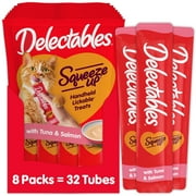 Hartz Delectables Squeeze Up Tuna & Salmon Interactive Lickable Wet Cat Treat, 0.5oz Tube 32 Count