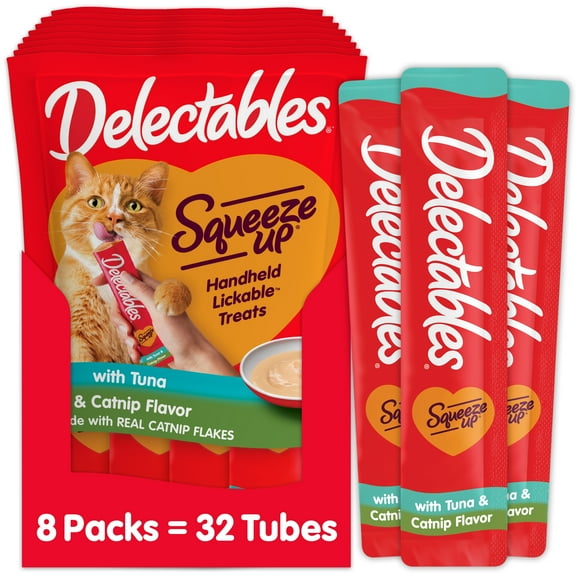 Hartz Delectables Squeeze Up Tuna with Catnip Flavored Lickable Cat Treat, 32 Count