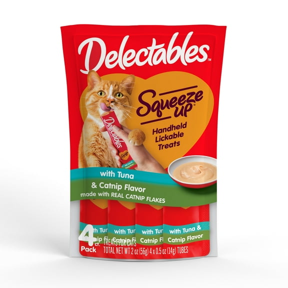 Hartz Delectables Squeeze Up Tuna with Catnip Flavored Lickable Cat Treat, 4ct