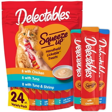 Hartz Delectables Squeeze up Variety Pack Interactive Lickable Wet Cat Treat, 0.5oz (24 Count)