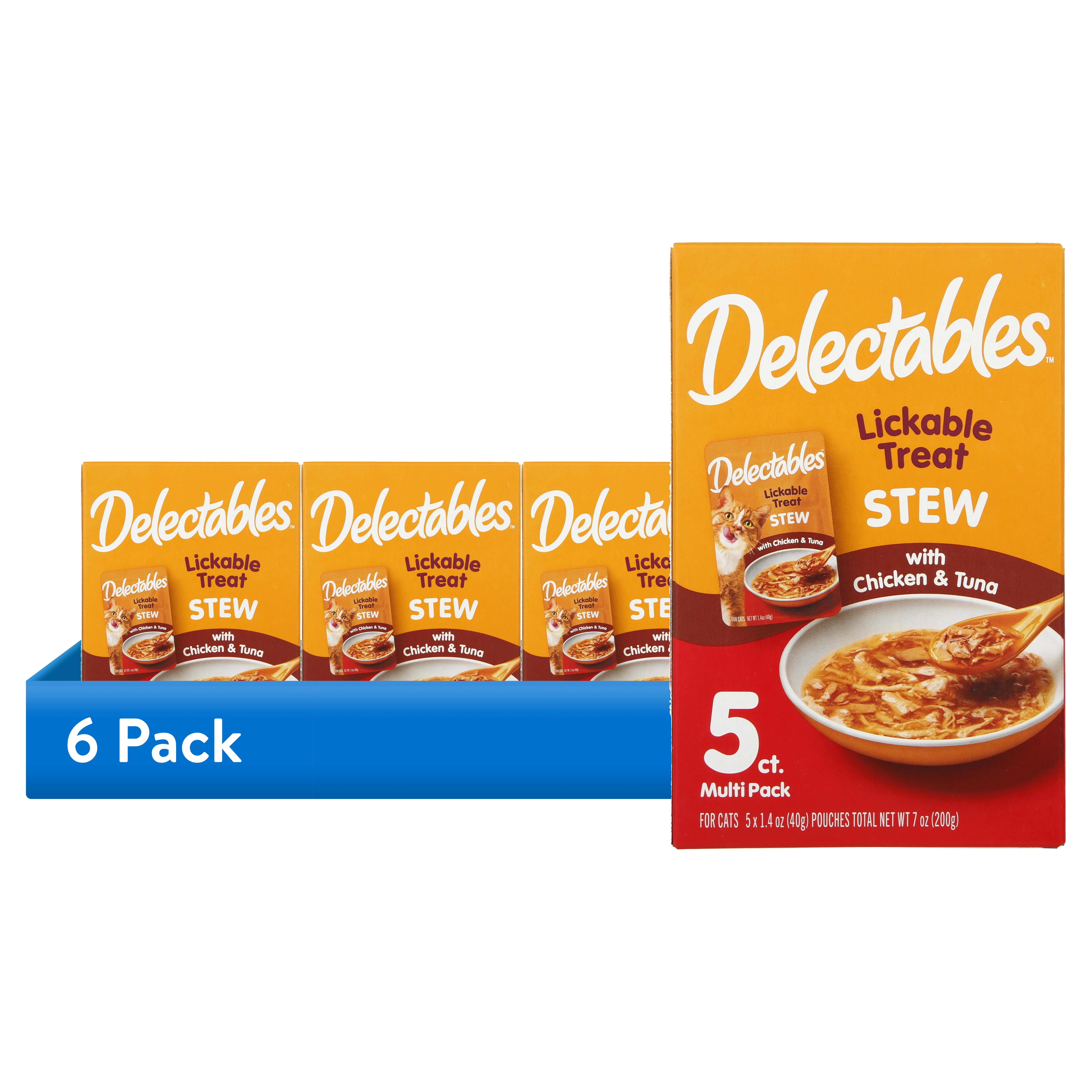 (6 pack) Hartz Delectables Stew Lickable Wet Cat Treats, Chicken & Tuna, 5 Pack