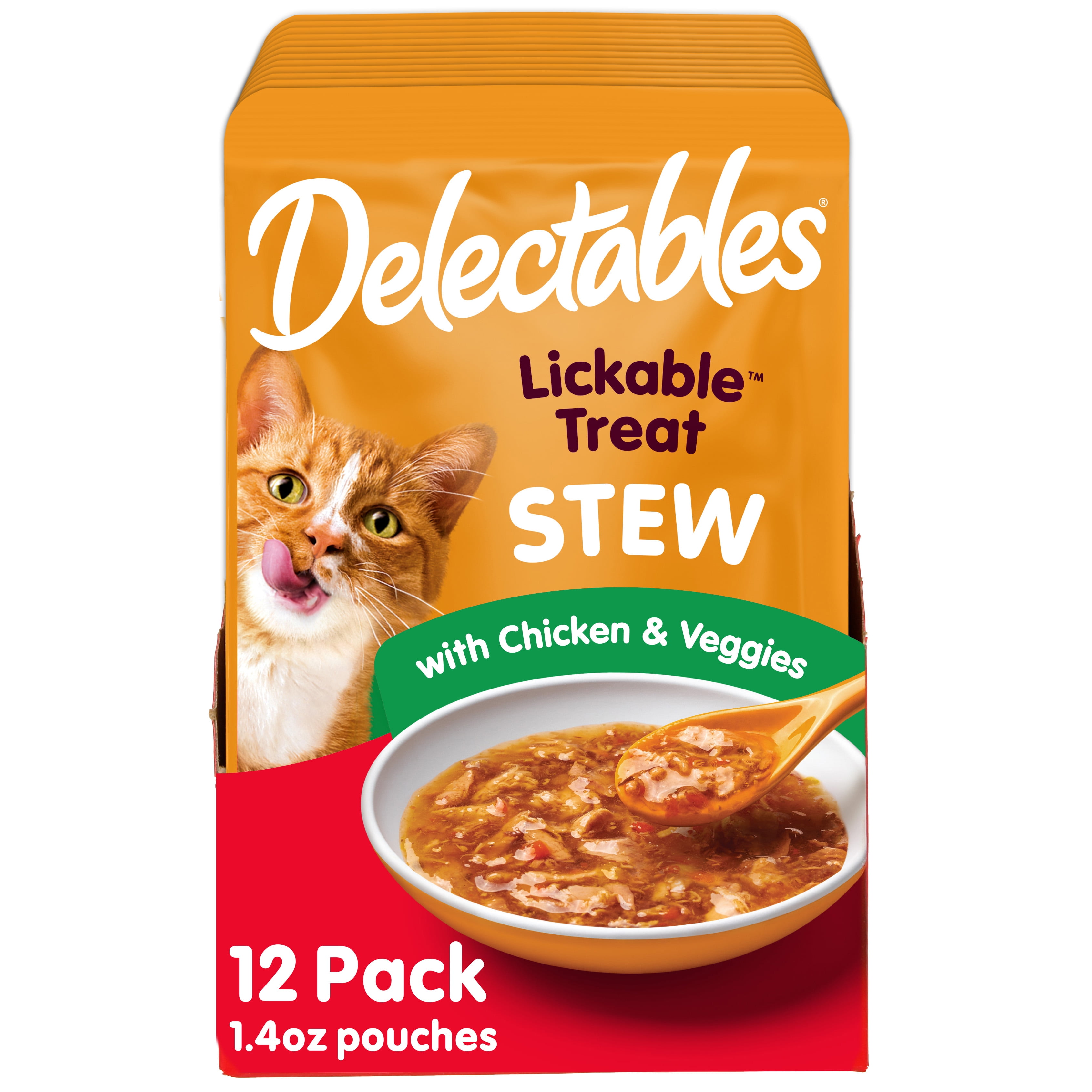 Hartz Delectables Stew Lickable Wet Treat, Chicken & Veggies, 1.4oz Pouch (12 Pack)
