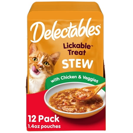 Hartz Delectables Stew Lickable Wet Treat, Chicken & Veggies, 1.4oz Pouch (12 Pack)