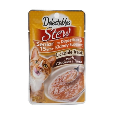 Hartz Delectables Stew Senior 15+ Years Lickable Wet Cat Treats - Chicken & Tuna 1.4oz, One Pouch
