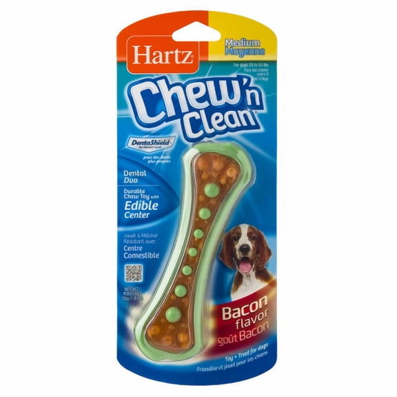 Hartz Dental Duo Chew & Treat Dog Toy Set with Bacon Flavor for Healthy Gums, (10 Pack)