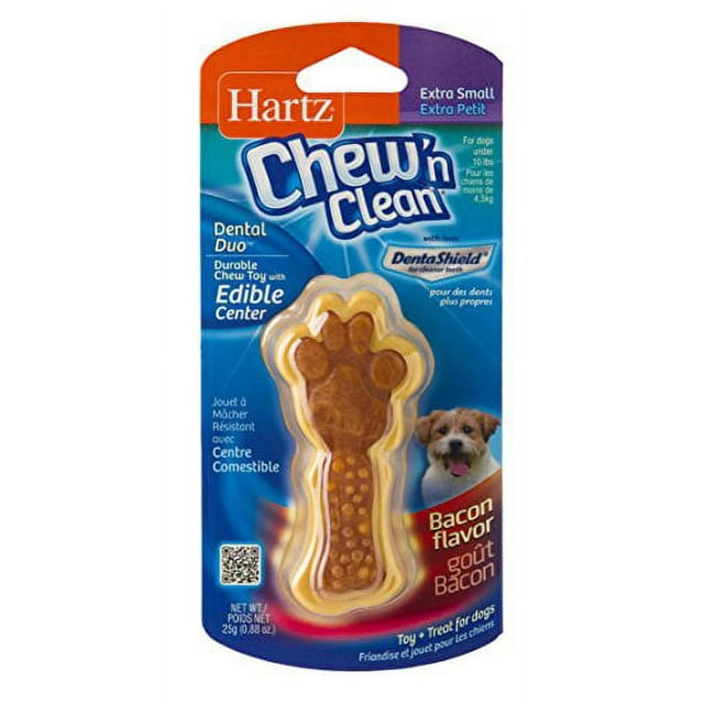 Hartz Dental Duo Extra Small Dog Chew Toy with Edible Bacon (Pack of 6