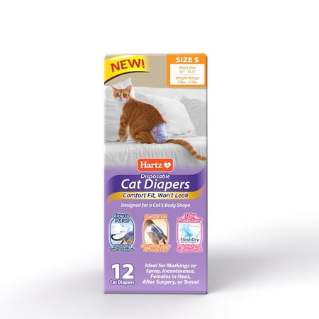 Hartz Disposable Cat Diapers, Unisex, Small, 12ct