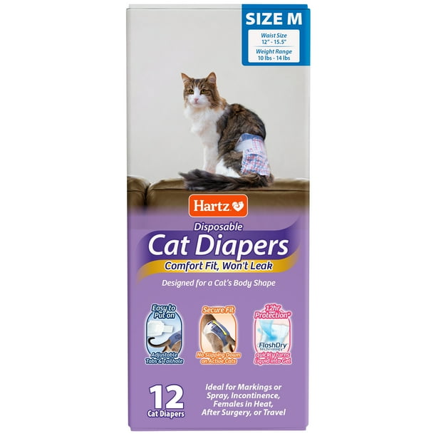 Hartz Disposable Cat Diapers with Secure & Comfortable Fit for Leak