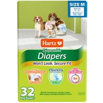 Hartz Disposable Dog Diapers for Female and Male Dogs or Puppies | Superior Leak Proof Protection | Size M | Pack of 32