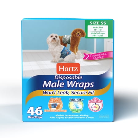 Hartz Disposable Male Dog Diaper Wrap| Superior Leak Proof Protection | Size SS | Pack of 46