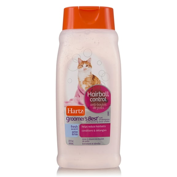 Hartz Groomer's Best Extra Gentle Hairball Control Fresh Scent Cat Shampoo, 15 fl oz.