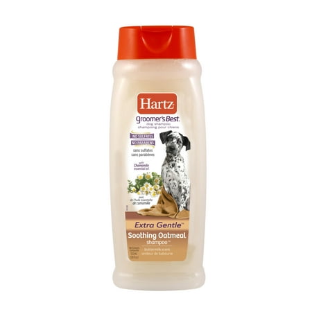 Hartz Groomer's Best Extra Gentle Soothing Oatmeal Shampoo for Dogs with Chamomile Essential Oil, Sulfate and Paraben Free, Buttermilk Scent, 18 fl oz
