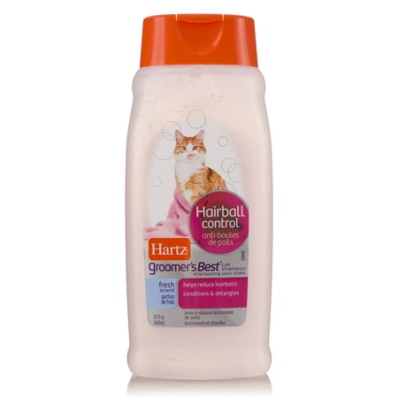 Hartz Groomer's Best Extra Gentle Hairball Control Fresh Scent Cat Shampoo, 15 fl oz.