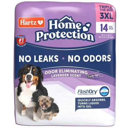 Hartz Home Protection Lavender Scent Odor-Eliminating Dog Pads, 3XL, 14 Count
