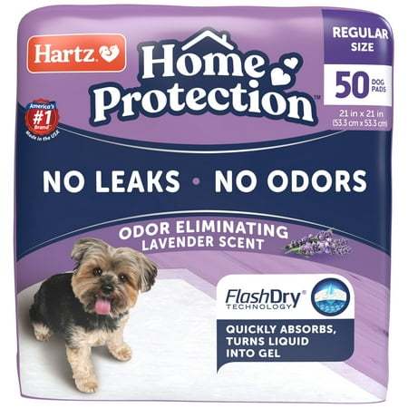 Hartz Home Protection Lavender Scent Odor-Eliminating Dog Pads, Regular Size, 21 in x 21 in, 50ct
