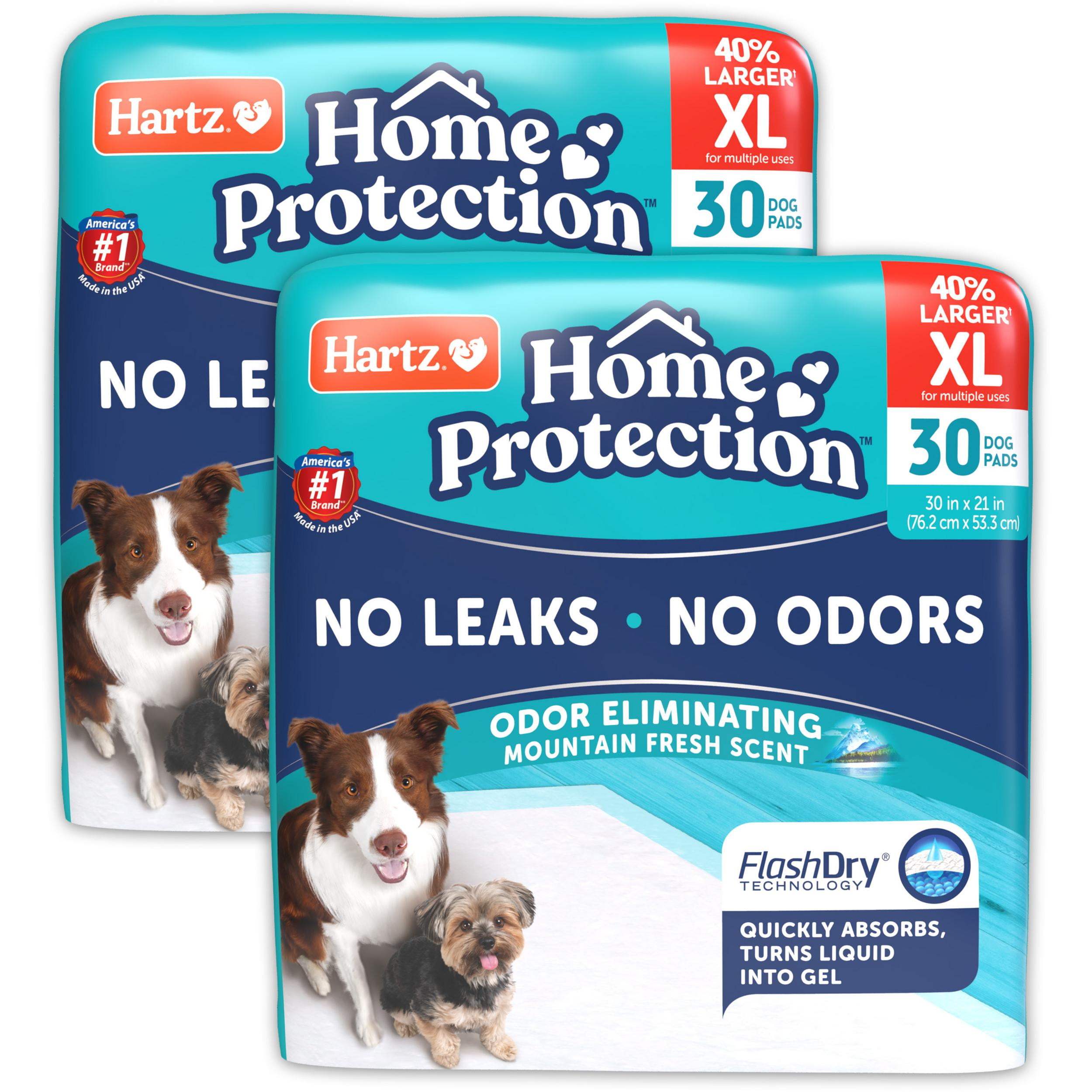Hartz Home Protection Mountain Fresh Scent Odor Eliminating Dog Pads, XL, 30in x 21in, 60ct