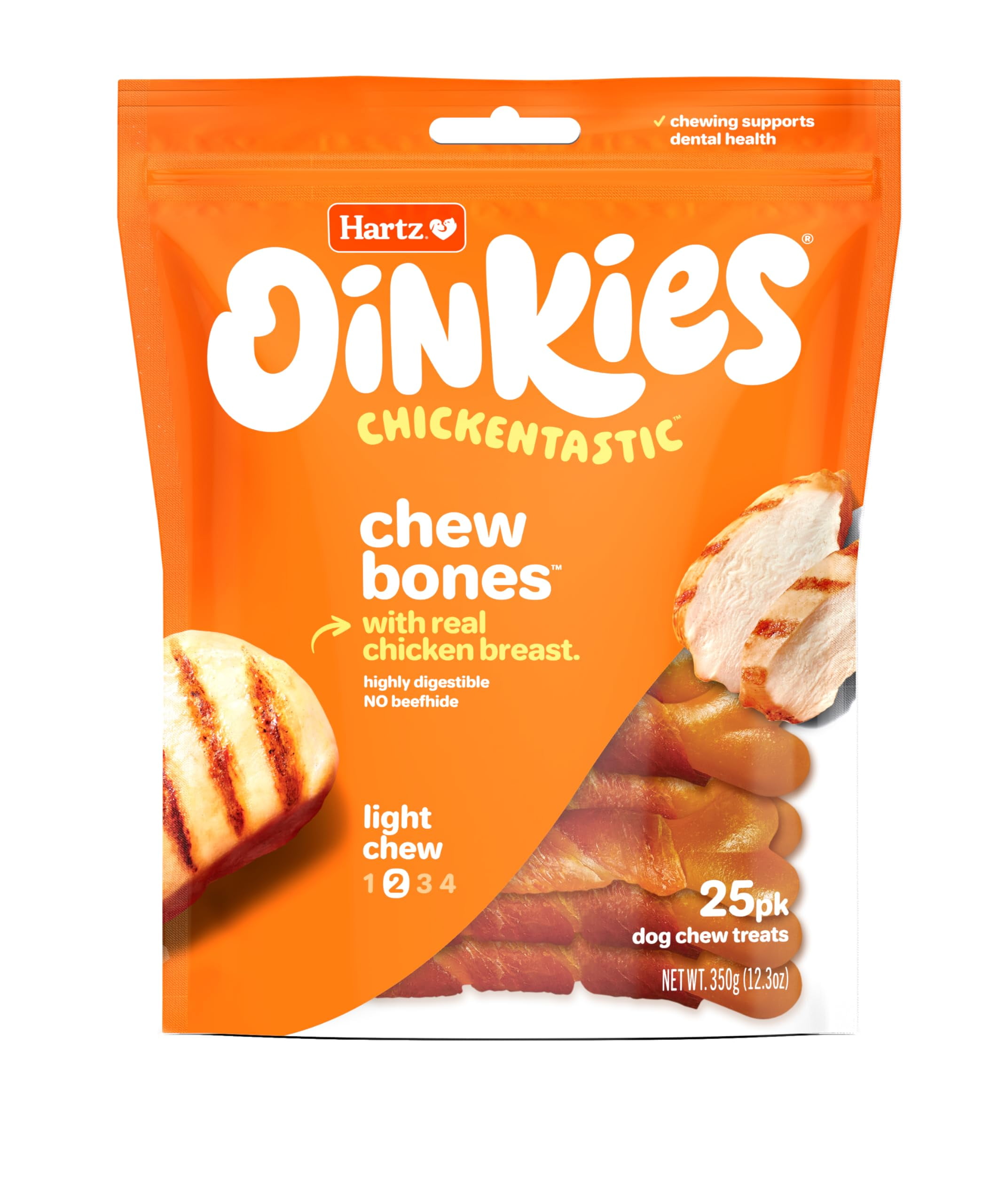 Hartz Oinkies Chew Bones DHF10 with Real Chicken Breast, Rawhide Free