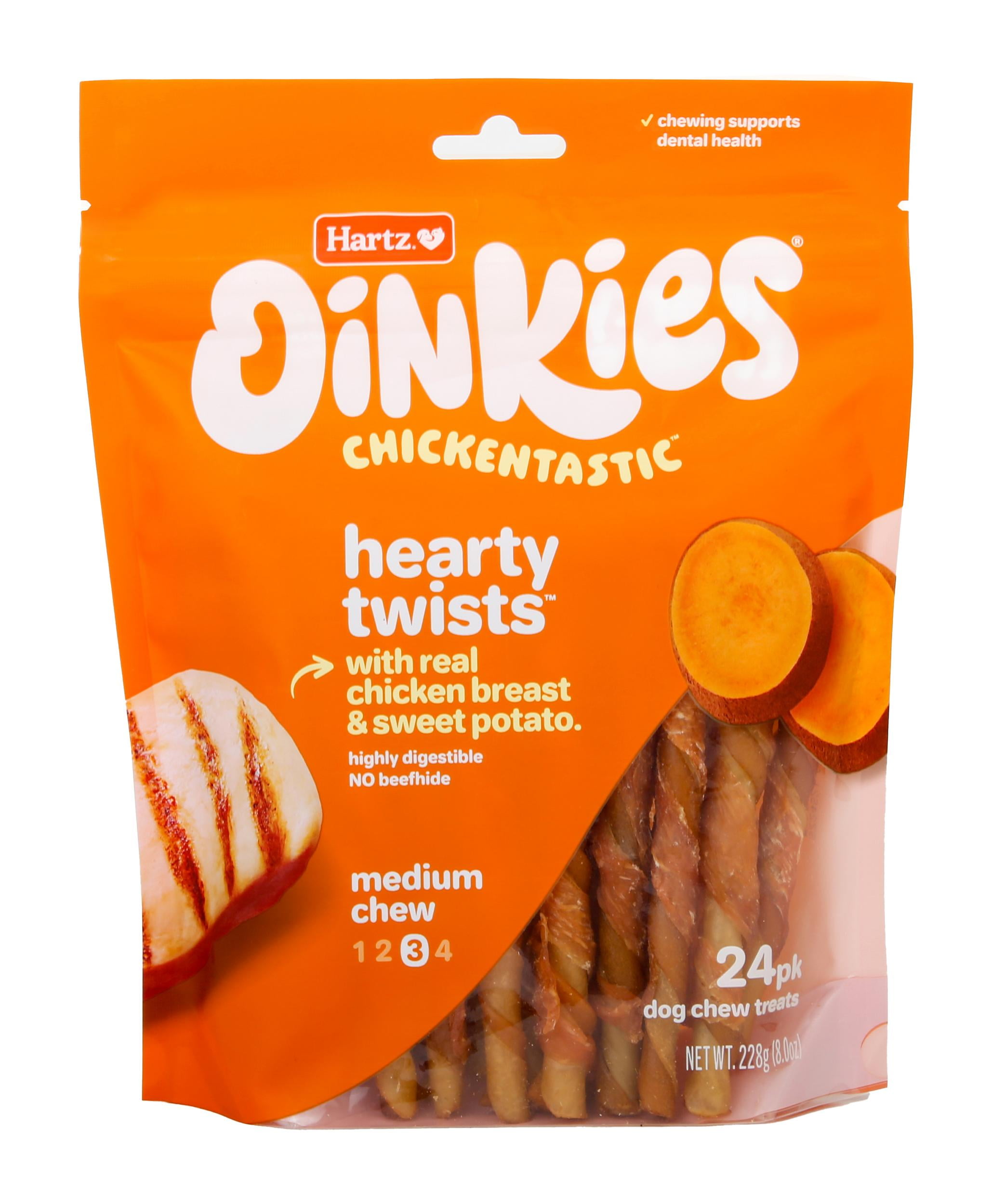 Hartz Oinkies Chew Snacks Hearty Twist Dog Treats Real Chicken Wrap 24 Count 8 oz. Walmart