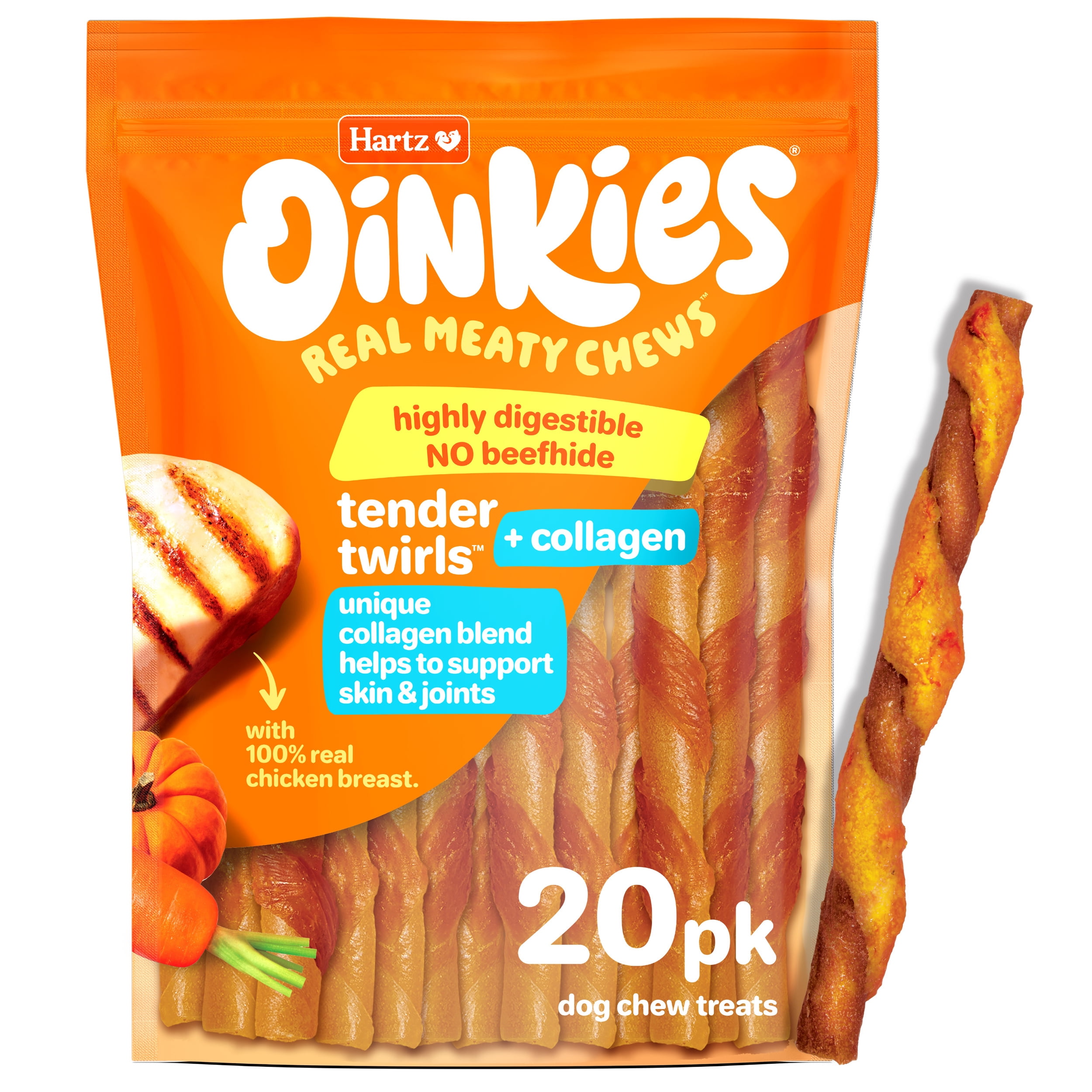 Hartz Oinkies Chickentastic Tender Twirls Collagen Dog Treats 9.5