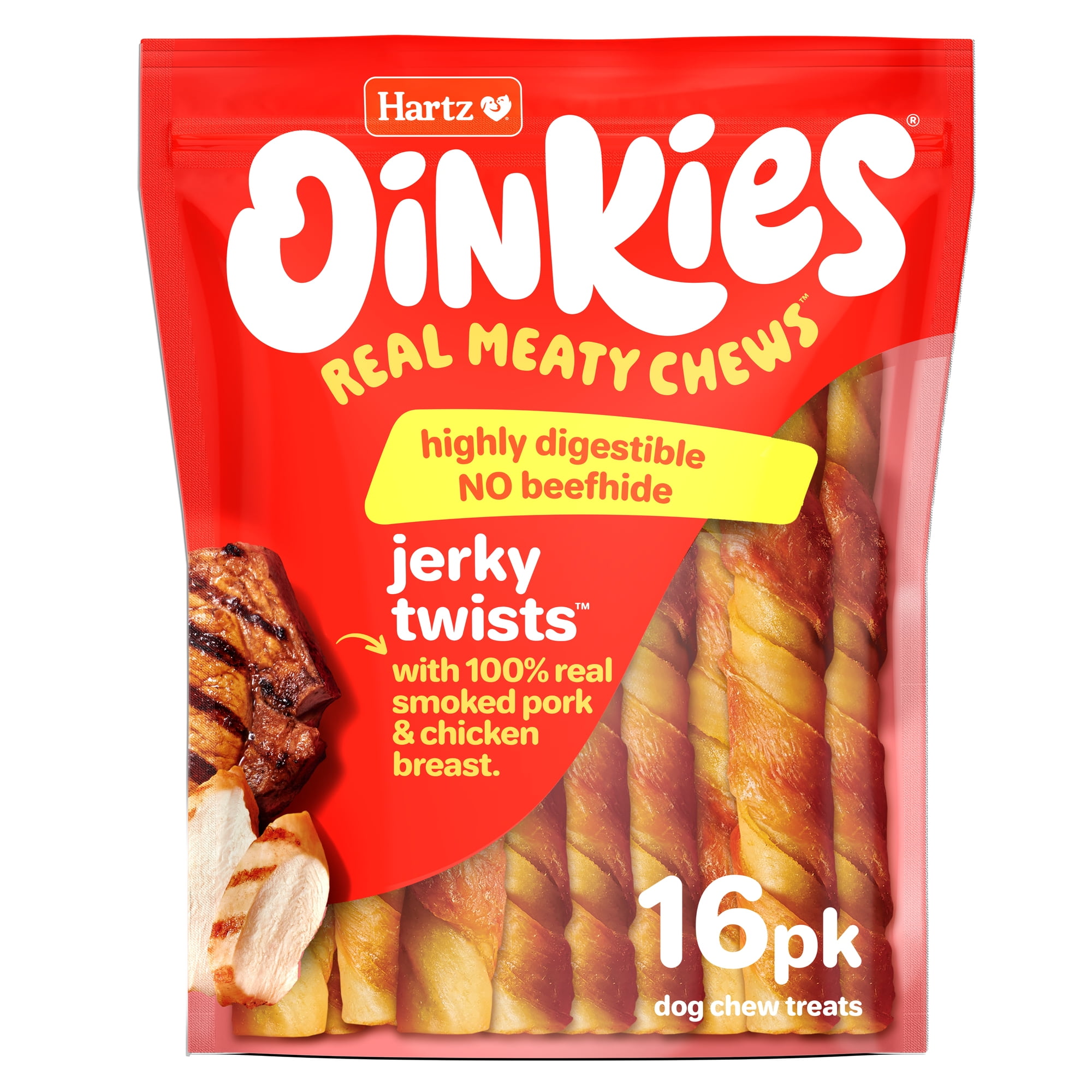 Hartz Oinkies Jerky Twists Chicken Wrapped Pig Skin Twists Dog