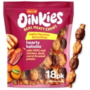 Hartz Oinkies Hearty Kabobs Rawhide‑Free Dog Treats with Chicken, Duck, Sweet Potato, and Carrot, Highly Digestible Dog Chews, 18 Count