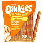 Hartz Oinkies Rawhide Free Chicken Flavored Tender Treats for Small & Senior Dogs, 13.3 oz Bag (36 pieces)