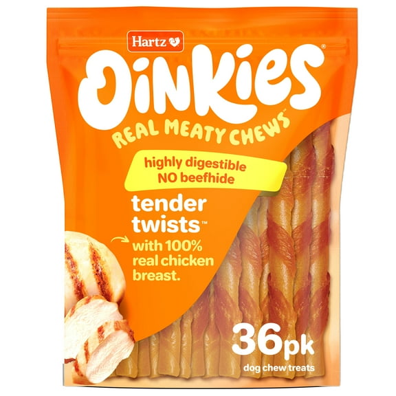 Hartz Oinkies Tender Twists Wrapped with Real Chicken Breast Dog Treats, Stick Treat, Dry, 36 Count