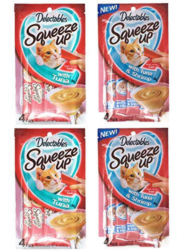 Hartz Squeeze Up Cat Treats Variety 4 Pouch Bundle Of 2 Flavors; 2