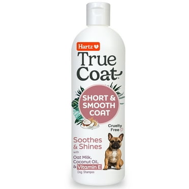 Hartz True Coat Short & Smooth Fur Dog Shampoo Soothes & Shines Hair with Oat Milk, Coconut Oil & Vitamin E, 16 oz