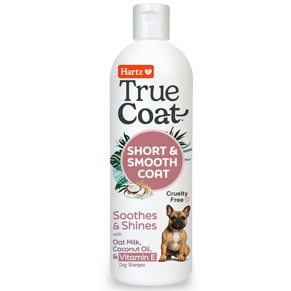 Hartz True Coat Short & Smooth Dog Shampoo Soothes & Shines with Oat Milk, Coconut Oil & Vitamin E, 16 oz
