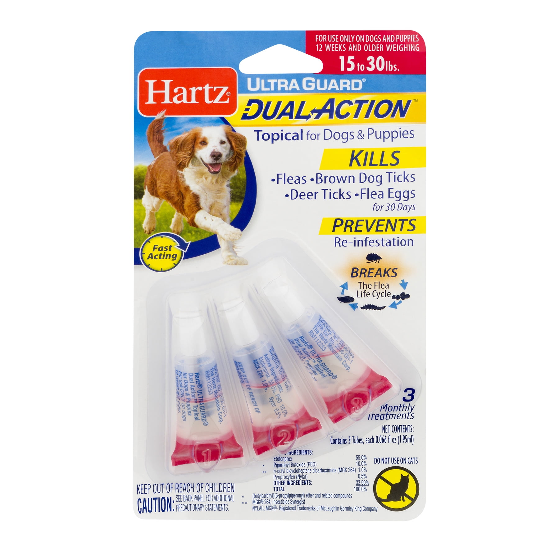 Hartz UltraGuard Dual Action Flea And Tick Topical For Medium Dogs, 3