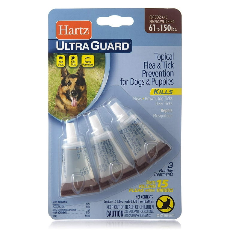 Hartz UltraGuard Flea Tick Drops for Dogs Puppies 61 150lbs 3 Monthly Treatment Walmart